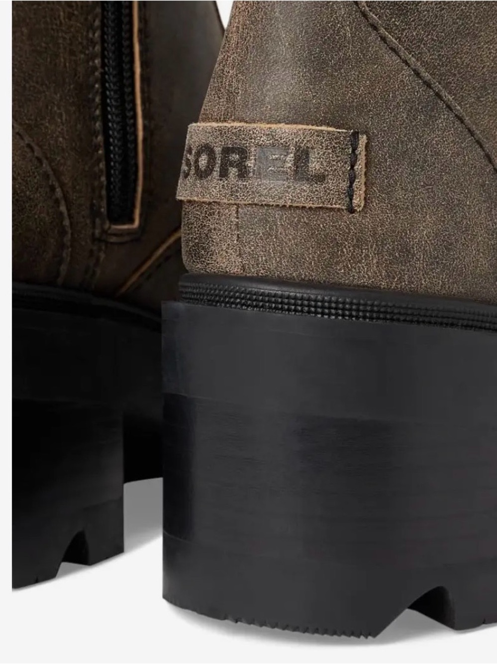 Sorel BRAND NEW Distressed Brown Leather block/ Lug Ankle Boots - Picture 8 of 12